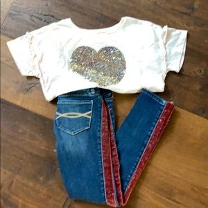 SOLD.     Girls Skinny Jean with Velvet Stripe